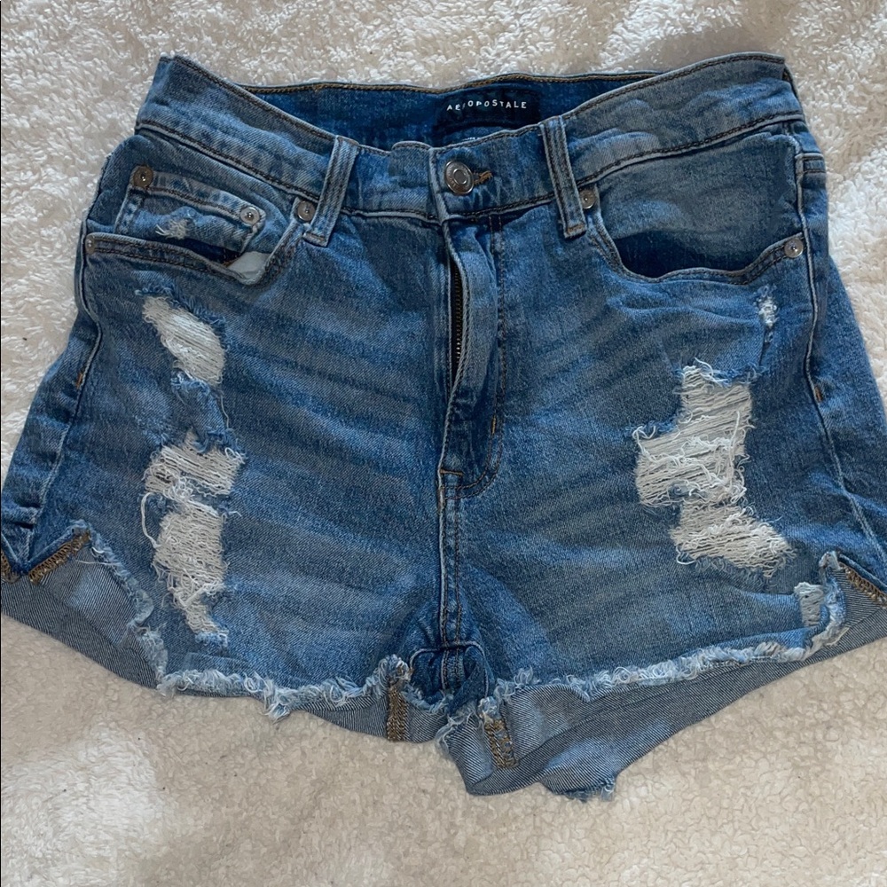 Aeropostale Women's Distressed Blue Jean Shorts